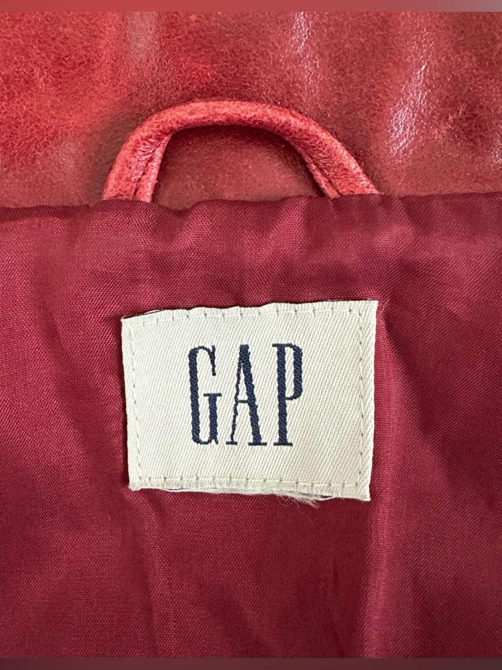 Vintage 2000’s GAP Red Leather Zip-Up Jacket - Picture 13 of 15